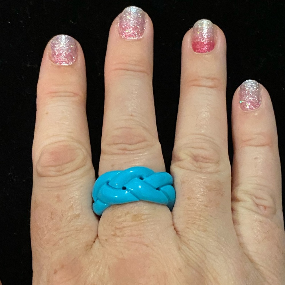 Turquoise colored braided ring, size 10